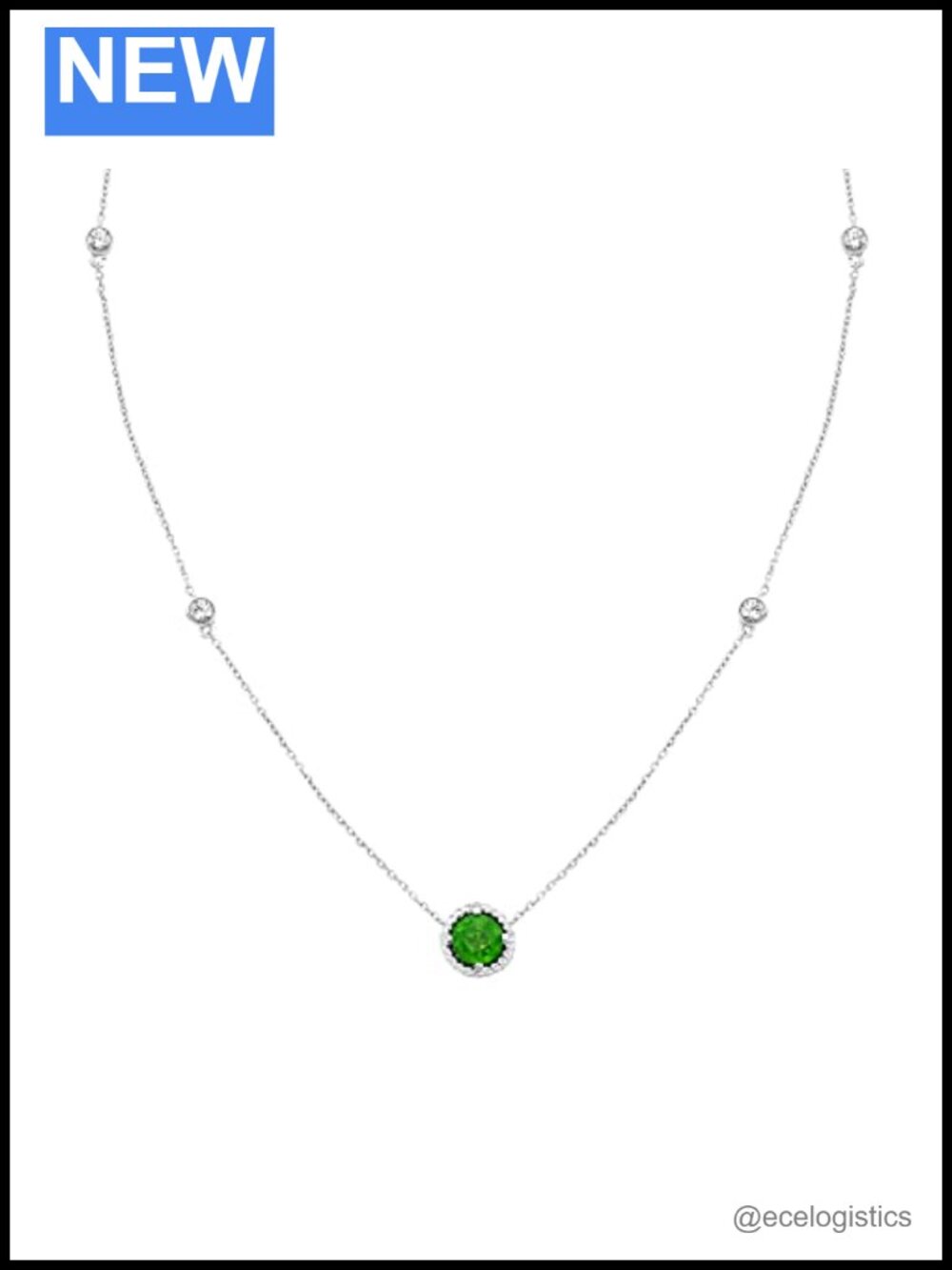 925 Sterling Silver Station Necklace 20" Cable Chain